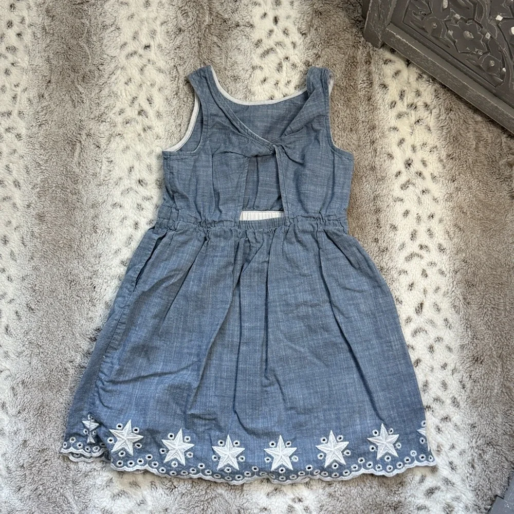 Cat & Jack lightweight denim dress girls small cutout star embroidery summer